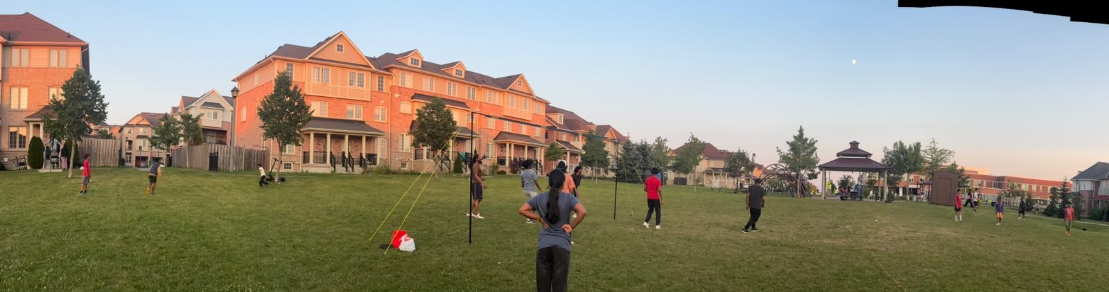 The park in use on a summer evening.